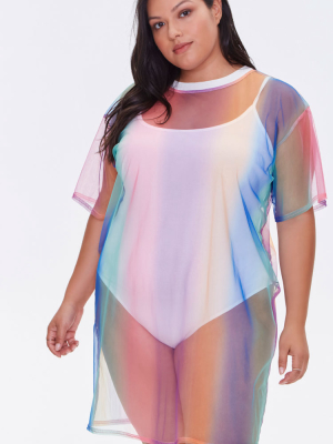 Plus Size Rainbow T-shirt Dress