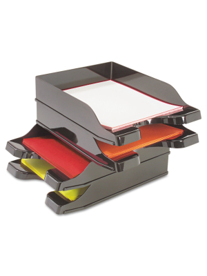 Deflecto Docutray Multi-directional Stacking Tray Set Two Tier Polystyrene Black 63904