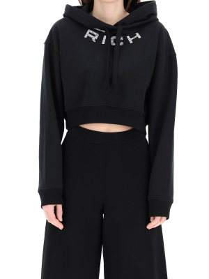 Alessandra Rich Logo Embellished Drawstring Hoodie