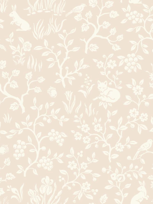 Fox & Hare Wallpaper In Pink From The Magnolia Home Vol. 3 Collection By Joanna Gaines