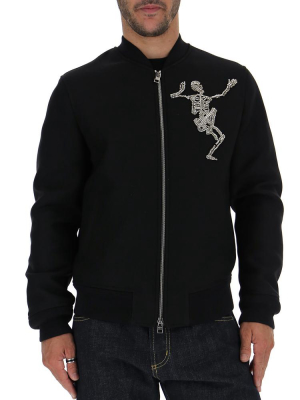 Alexander Mcqueen Embellished Dancing Skeleton Bomber Jacket