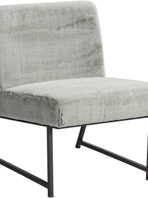 Studio 55d Weston Gray Faux Fur Modern Armless Accent Chair