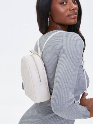 Faux Leather Quilted Mini Backpack