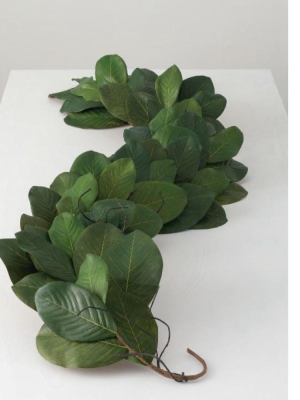 Sullivans Artificial Magnolia Leaf Garland 6' Green