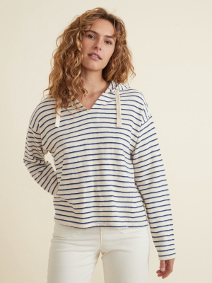 Koa Beach Hoodie In Navy/cream Stripe