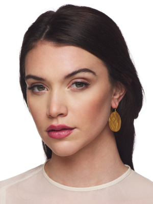 Large Satin Gold Fishhook Top Earring