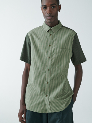 Organic Cotton Contrast Panel Stripe Shirt