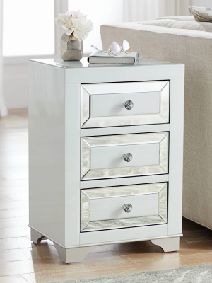 Studio 55d Addison White Mirrored 3-drawer Side Table