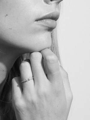 Baguette Pave Ring | 18ct White Gold