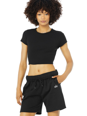 Alosoft Crop Finesse Short Sleeve - Black