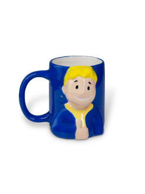 Just Funky Fallout Collectibles Smiling Vault Boy Thumbs Up 3d Coffee Mug | 20 Ounces