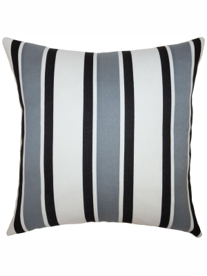 Square Feathers Home Outdoor Stripe Pillow - Ebony