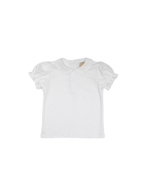 Maude's Peter Pan Collar Shirt (short Sleeve Pima) - Worth Avenue White