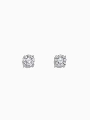 Effy Bouquet 14k White Gold Diamond Cluster Stud Earrings, 0.93 Tcw