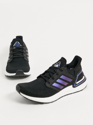 Adidas Ultraboost 20 Sneakers In Black With Blue Detail