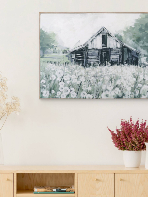 30" X 40" Dandelion Barn By Studio Arts Wrapped Framed Wall Art Canvas - Fine Art Canvas