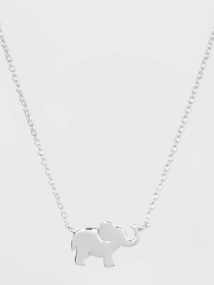 Sterling Silver Elephant Necklace - Silver