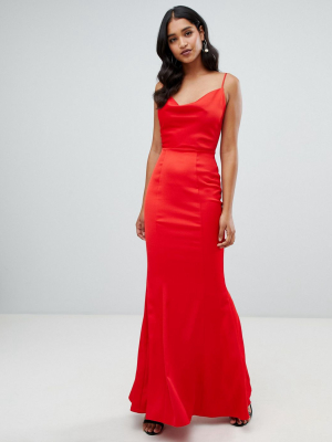 Lipsy Cowl Neck Maxi Dress In Red