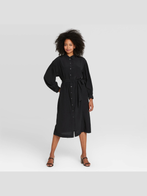 Women's Long Sleeve Drapey Button Dress - Prologue™