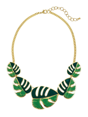 Carol Dauplaise Green Leaf Collar Necklace