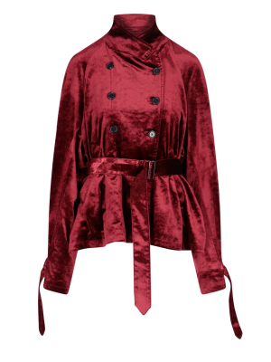 Ann Demeulemeester Calico Velvet Belted Blazer