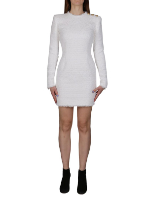 Balmain Tweed Long-sleeved Mini Dress