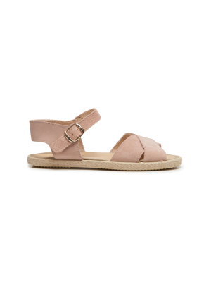 Suede Crossed Espadrille Sandal In Peach