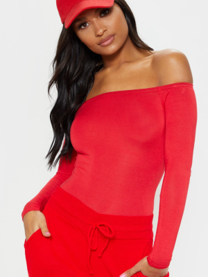 Basic Red Bardot Bodysuit