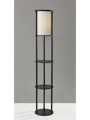 62.5" Stewart Shelf Floor Lamp Black - Adesso