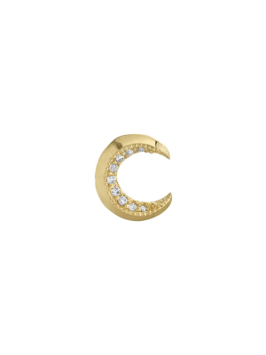 Knife Edge Crescent Stud - White Diamond