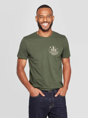 Men's Standard Fit Great Pacific Short Sleeve Crew Neck Graphic T-shirt - Goodfellow & Co™ Green