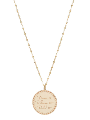 14k Medium Mantra Necklace On Square Bead Chain