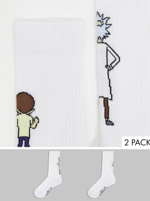 Asos Design Sport Socks With Rick & Morty Design 2 Pack