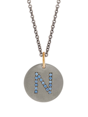 Blue Sapphire Letter Pendant T-bs