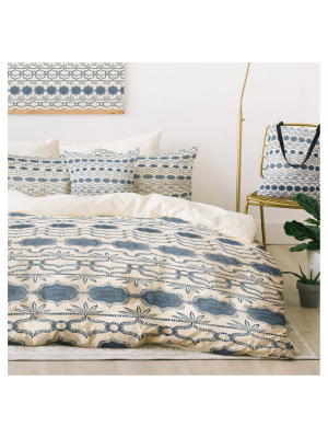 Blue Dash And Ash Tuni Luna Duvet Cover Set (queen) - Deny Designs