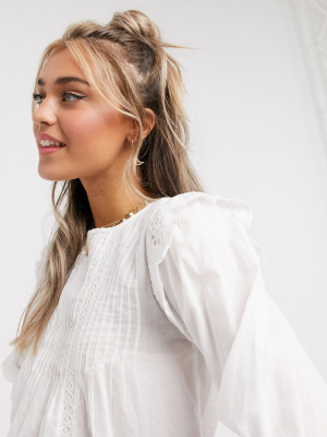 New Look Broderie Detail Blouse In White