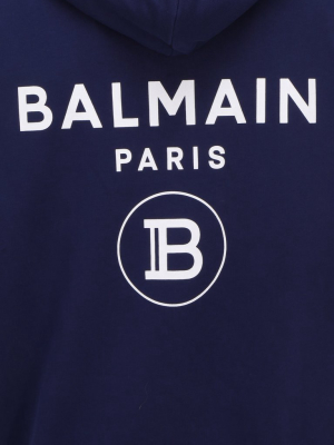 Balmain Logo Printed Hooded Sweater