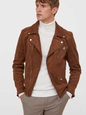 Faux Suede Biker Jacket