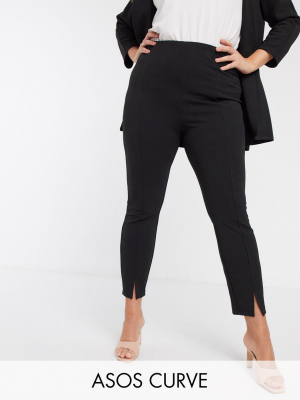 Asos Design Curve Jersey Slim Split Front Suit Pants