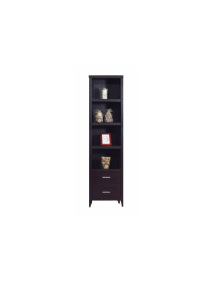 Well Designed Media Tower With Display Shelves Dark Brown - Benzara