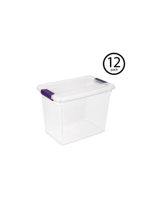 Sterilite 17631706 27 Quart Clearview Latch Box Storage Tote Container, 12 Pack