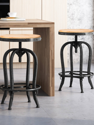 Set Of 2 Farmdale Industrial Adjustable Swivel Barstool Tan - Christopher Knight Home