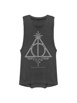 Junior's Harry Potter Deathly Hallows Symbol Festival Muscle Tee