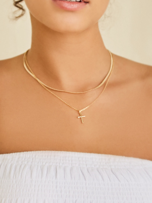 Layered Cross Pendant Necklace