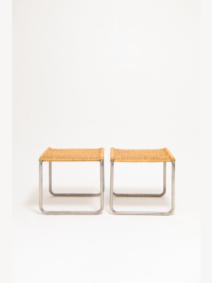 Ludwig Mies Van Der Rohe & Lilly Reich, Pair Of Mr1 Stools, C. 1927