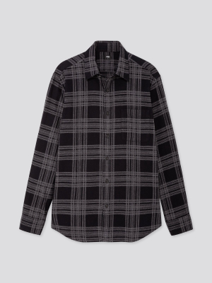 Men Flannel Checked Long-sleeve Shirt