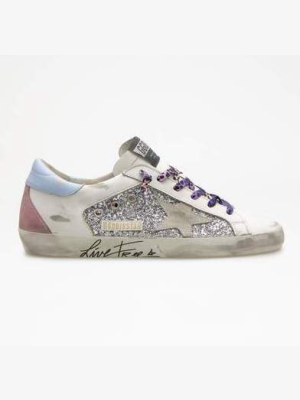 Golden Goose Super-star Glitter And Leather Upper Suede Star Live Free