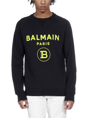 Balmain Flocked Logo Crewneck Sweatshirt