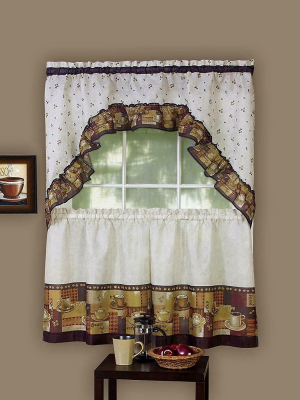 Goodgram Coffee Complete Kitchen Curtain Tier And Swag Set