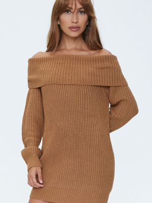 Off-the-shoulder Sweater Dress